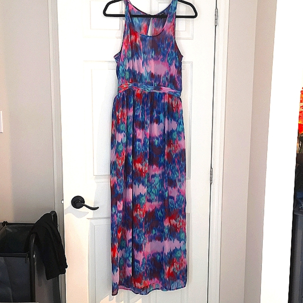 full length tie dye print dress